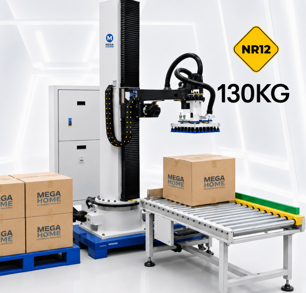 CPAL130 -Célula Robô Paletizador Industrial 130KG de Carga (Ideal para Fardos/Sacaria)